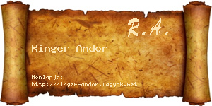 Ringer Andor névjegykártya